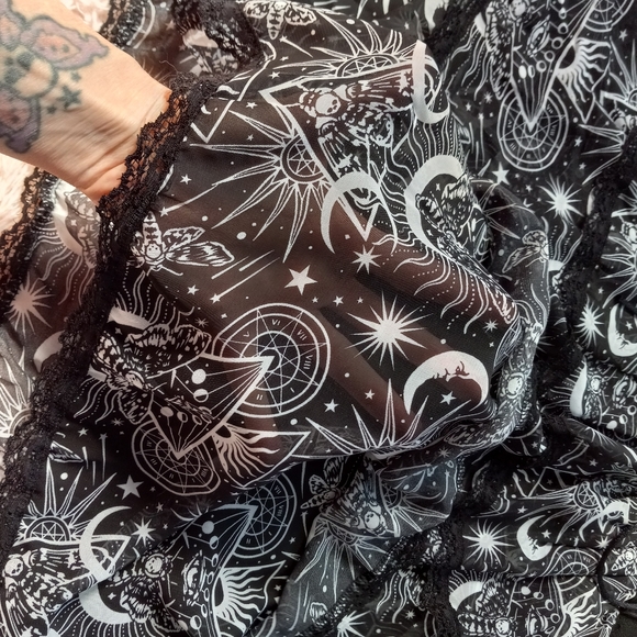 Killstar New Moon layered goth witchy skirt w/corset lacing waist band! SOLD! - Picture 2 of 11